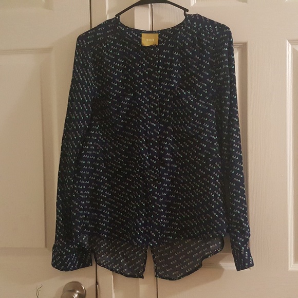 MAEVE Long Sleeves Blue Bird Blouse Anthropologie - Picture 1 of 7